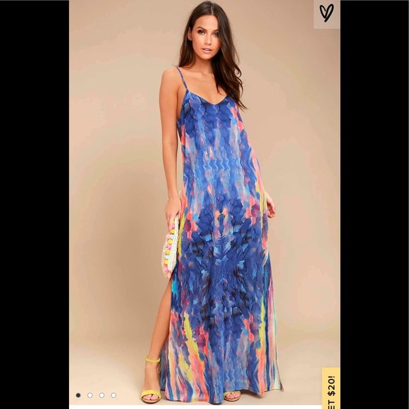 Lulus Dresses & Skirts - LuLus Flying Watercolors Royal Blue Maxi Dress